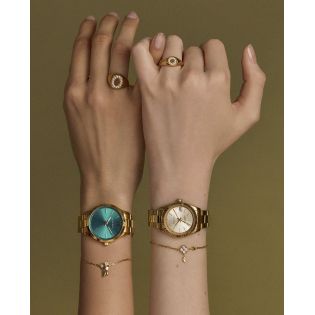 SORTIJA VICEROY ACERO IP DORADO SELLO OVAL