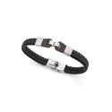 PULSERA VICEROY ACERO Y PIEL NEGRA CAB