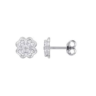 PENDIENTES LOTUS SILVER PLATA DE LEY TREBOL CIRCONITAS 