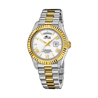 RELOJ LOTUS CAB ACERO BRAZALETEBICOLOR ESFERA PLATA