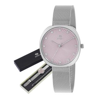RELOJ MAREA SEÑORA CORREA MALLA ESF CON CIRCONITAS PULSERA DE REGALO 
