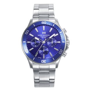 RELOJ MARK MADDOX CABALLERO BRAZALETE ACERO CRONO ESFERA AZUL 
