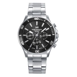 RELOJ MARK MADDOX CABALLERO BRAZALETE ACERO CRONO ESF. NEGRA