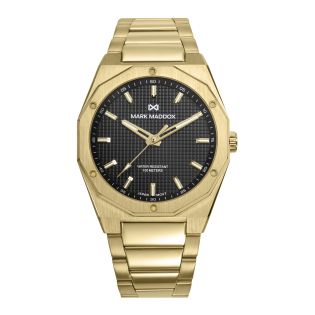 RELOJ MARK MADDOX CABALLERO ACERO IP DORADO ESF. NEGRA 