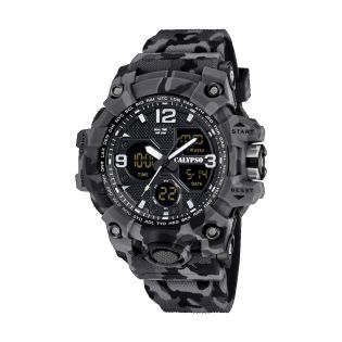 RELOJ CALYPSO CABALLERO ANALOGICO/DIGITAL CORREA CAMUFLAJE  ESFERA NEGRA/GRIS