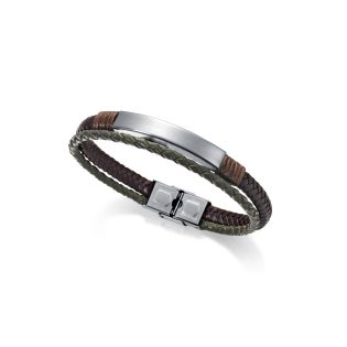 PULSERA VICEROY DOBLE PIEL TRENZADA PLACA ACERO
