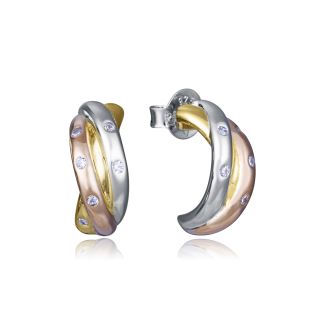 PENDIENTES VICEROY PLATA DE LEY CHAPADA ORO TRICOLOR