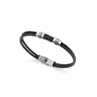 PULSERA VICEROY CAB ACERO Y PIEL