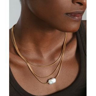 COLGANTE  VICEROY SEÑORA ACERO IP DORADO PERLA NATURAL