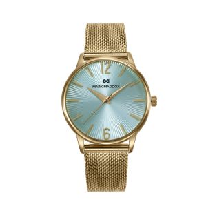 RELOJ MARK MADDOX SRA ACERO IP DORADO MALLA ESF VERDE AGUA