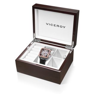 RELOJ VICEROY CAB ACERO AUTOM. IP COBRE CORREA PIEL