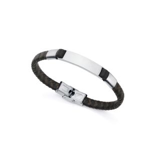 PULSERA VICEROY CAB Q. CUERO TRENZADA MARRON