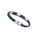 PULSERA VICEROY ACERO Y PIEL AZUL Y VERDE CORDON