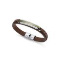 PULSERA VICEROY ACERO ALUMINIO VERDE Y PIEL MARRON