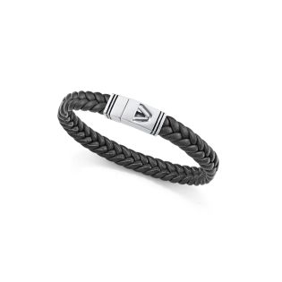 PULSERA VICEROY CABALLERO PIEL NEGRA TRENZADA ESMALTE 