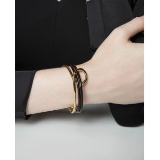 PULSERA VICEROY SRA ACERO Y PIEL IP DORADO