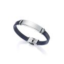 PULSERA VICEROY ACERO Y PIEL  Y PESPUNTES AZUL
