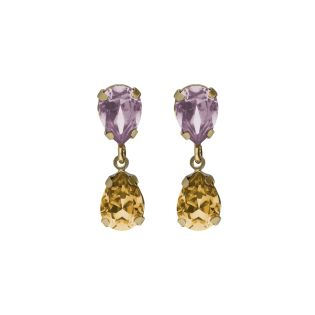 PENDIENTES VICTORIA CRUZ PLATA DE LEY CHAPADA CRISTAL COLOR