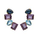PENDIENTES VICTORIA CRUZ PLATA DE LEY CURVO CRISTALES TANZANITE