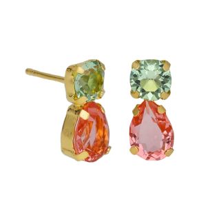 PENDIENTES VICTORIA CRUZ PLATA DE LEY CHAPADA PIEDRAS COLOR