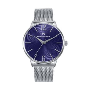 RELOJ MARK MADDOX CABALLERO BRAZALETE MALLA ACERO, ESF. AZUL