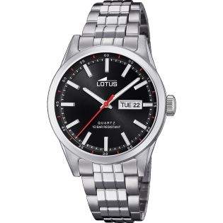 RELOJ LOTUS CAB ACERO ESF NEGRO