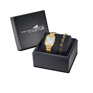 RELOJ LOTUS 2GETHER SEÑORA ARMIS ACERO IP DORADO, ESF. CUADRADA NACARADA