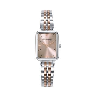 RELOJ MARK MADDOX SEÑORA BRAZALETE BICOLOR ESFERA CUADRADA IP O.ROSA