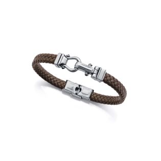 PULSERA VICEROY CAB ACERO Y PIEL MARRON