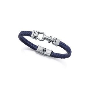 PULSERA VICEROY CAB ACERO Y PIEL TRENZADA AZUL