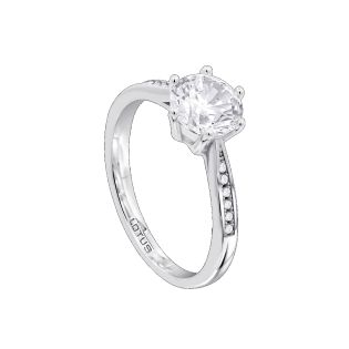 SORTIJA LOTUS SILVER GLAM SOLITARIO CON CIRCONITAS EN RIVIERE PLATA DE LEY 