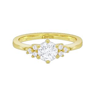 SORTIJA LOTUS SILVER GLAM SOLITARIO CON CIRCONITAS PLATA DE LEY BAÑADA EN ORO 