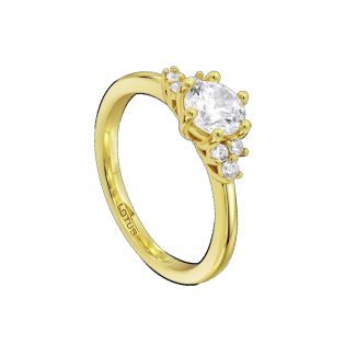 SORTIJA LOTUS SILVER GLAM SOLITARIO CON CIRCONITAS PLATA DE LEY BAÑADA EN ORO 