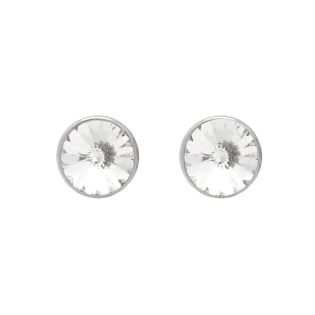 PENDIENTES BOTÓN VICTORIA CRUZ PLATA DE LEY CRISTAL BLANCO 