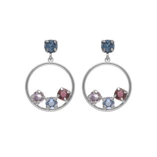 PENDIENTES VICTORIA CRUZ PLATA CIRCULO MULTICOLOR
