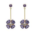 PENDIENTES VICTORIA CRUZ PLATA DE LEY CHAPADA LARGOS PIEDRA COLOR MORADA
