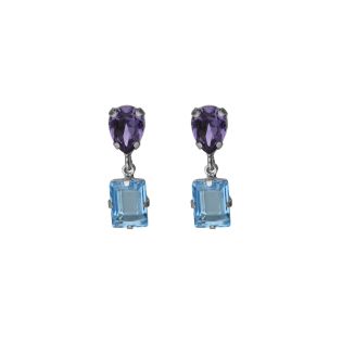 PENDIENTES VICTORIA CRUZ PLATA DE LEY RODIADA CRISTAL COLOR