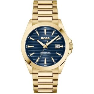 RELOJ BOSS CAB ACERO BRAZALETE IP DORADO ESF GRIS AZ