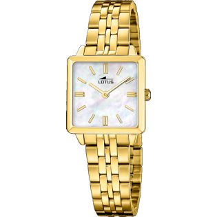 RELOJ LOTUS 2GETHER SEÑORA ARMIS ACERO IP DORADO, ESF. CUADRADA NACARADA