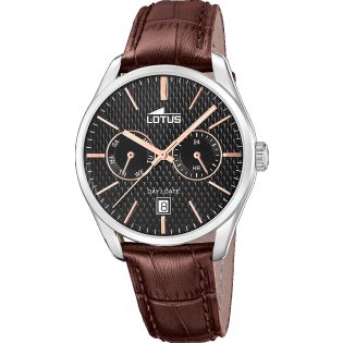 RELOJ LOTUS CABALLERO CORREA PIEL MARRÓN ESF. NEGRA 