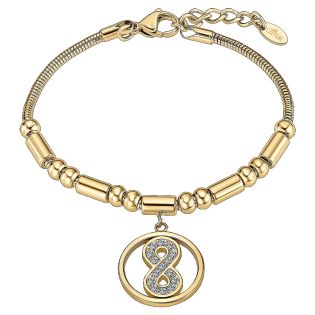 PULSERA LOTUS STYLE ACERO IP DORADO INFINITO CIRCONITAS 