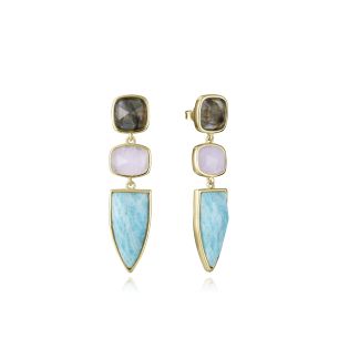 PENDIENTES VICEROY PLATA DE LEY BAÑO DE ORO PIERA NATURAL