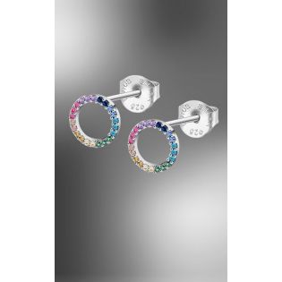 PENDIENTES LOTUS SILVER PLATA CIRCONITAS DE COLORES CIRCULAR 