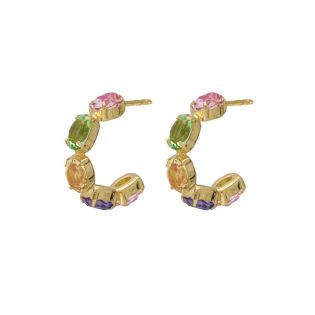 PENDIENTES VICTORIA CRUZ PLATA DE LEY CHAPADA MULTICOLOR